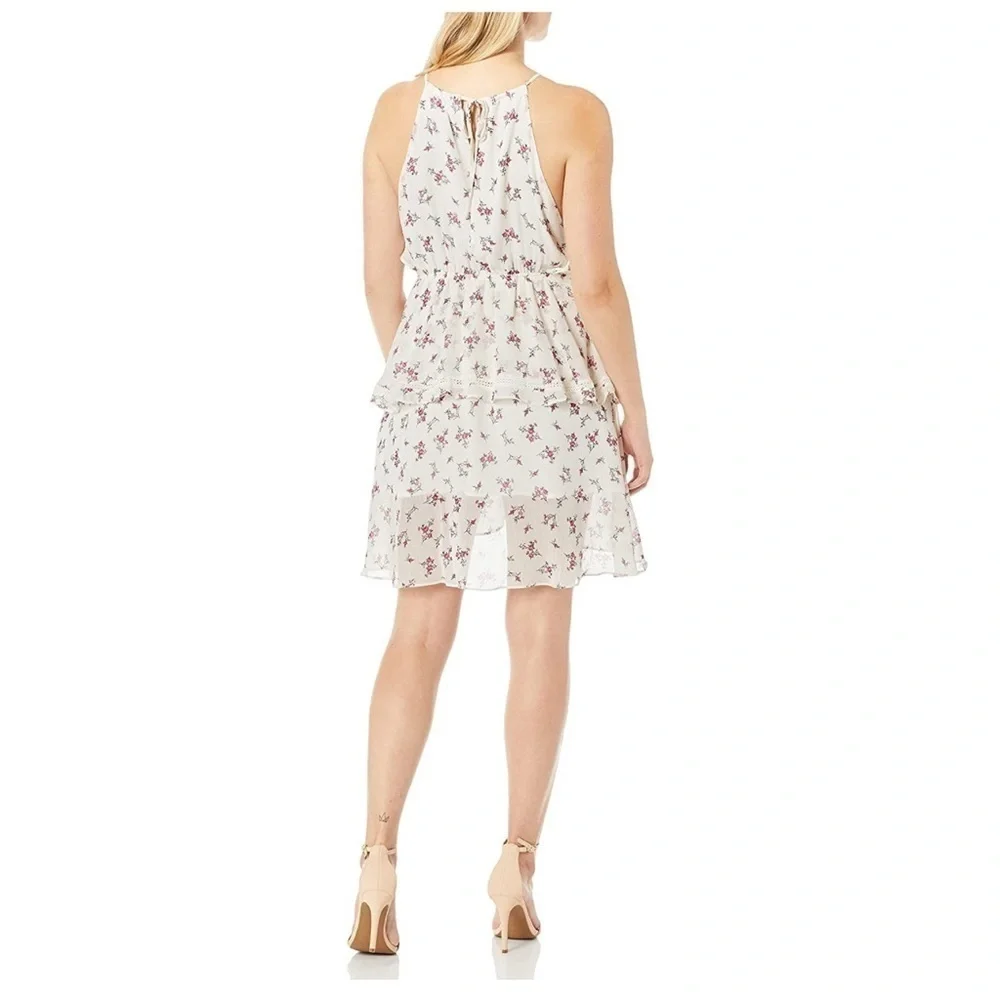 J.O.A. Women's Halter Ruffle Tiered Fit & Flare Sleeveless Short Dress Small - Picture 9 of 9